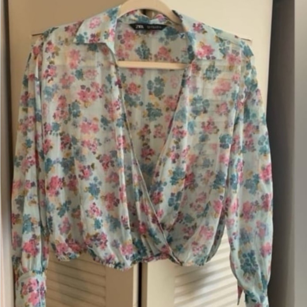 Zara Floral Blouse - Pink and Blue - Picture 12 of 12